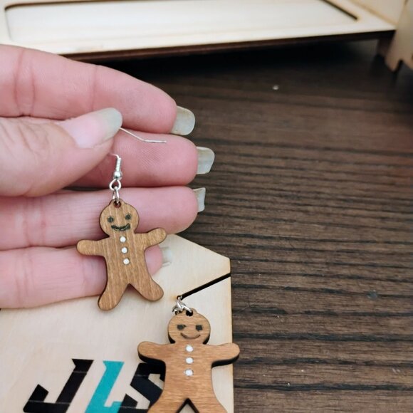 Gingerbread Man Dangle Earrings - Picture 3 of 6